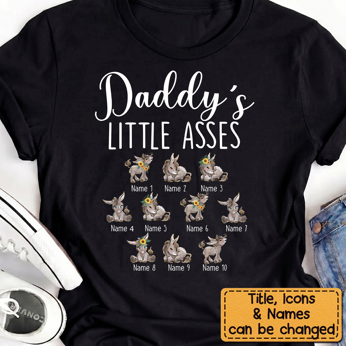 Grandpa, Grandma, Parents, Little Cuties - Personalized T-shirt For Dad Mom Grandparents
