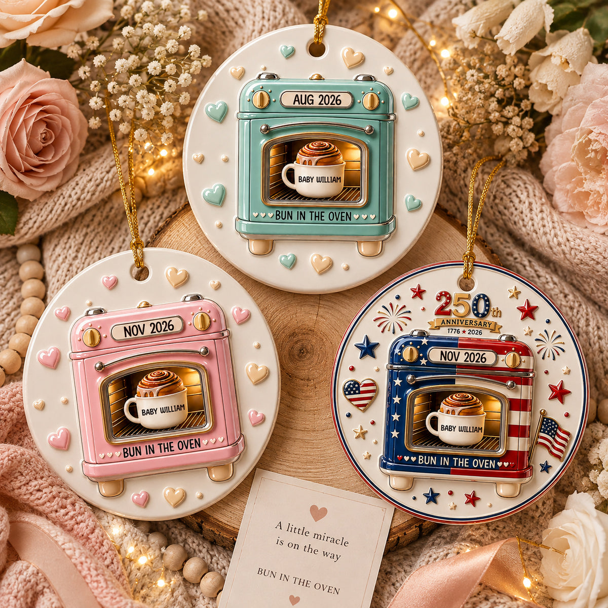 Christmas Gift For Baby Kids, Newborn Baby 250 Years Of Freedom - Family Ornament - Real 3D Raised Ornament