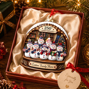 Snowman Family 2026 - My Family Christmas - Real 3D Ceramic Ornament