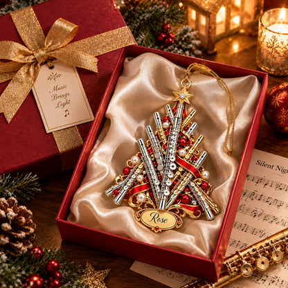 Personalized Flute Christmas Ornament, Custom Name Flutist Tree Decor