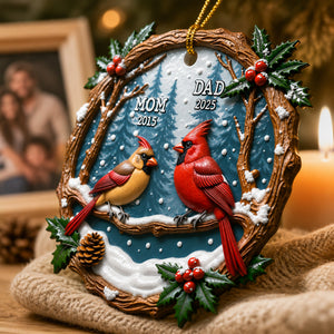 Cardinals Dad Mom Sympathy Gift, Remembrance Gift Personalized Memorial Gifts - Real 3D Raised Ornament