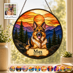Personalized Rainbow Stained Glass Pet Memorial Suncatcher