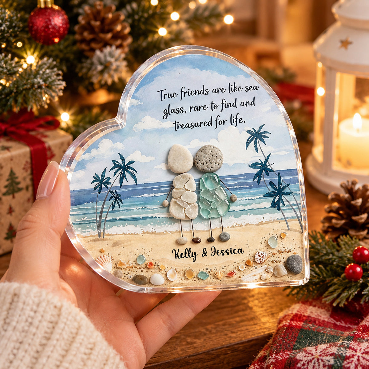 True Friends Are Like Sea Glass - Personalized Heart Acrylic Plaque