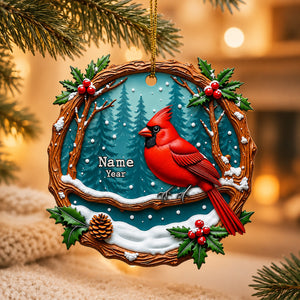 Cardinals Dad Mom Sympathy Gift, Remembrance Gift Personalized Memorial Gifts - Real 3D Raised Ornament