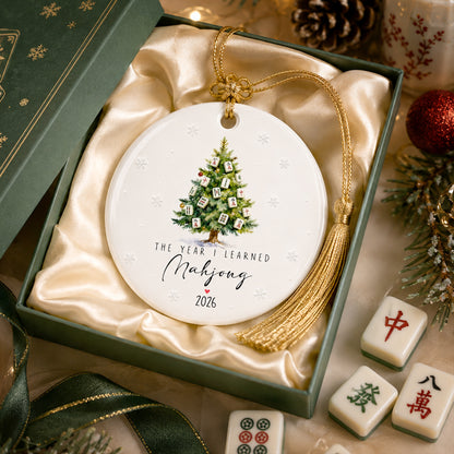 The Year I Learned Mahjong - Personalized Ceramic Circle Ornament