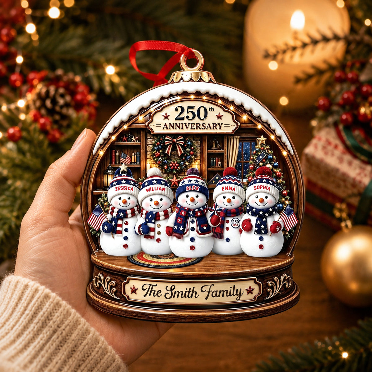 Snowman Family 2026 - My Family Christmas - Real 3D Ceramic Ornament