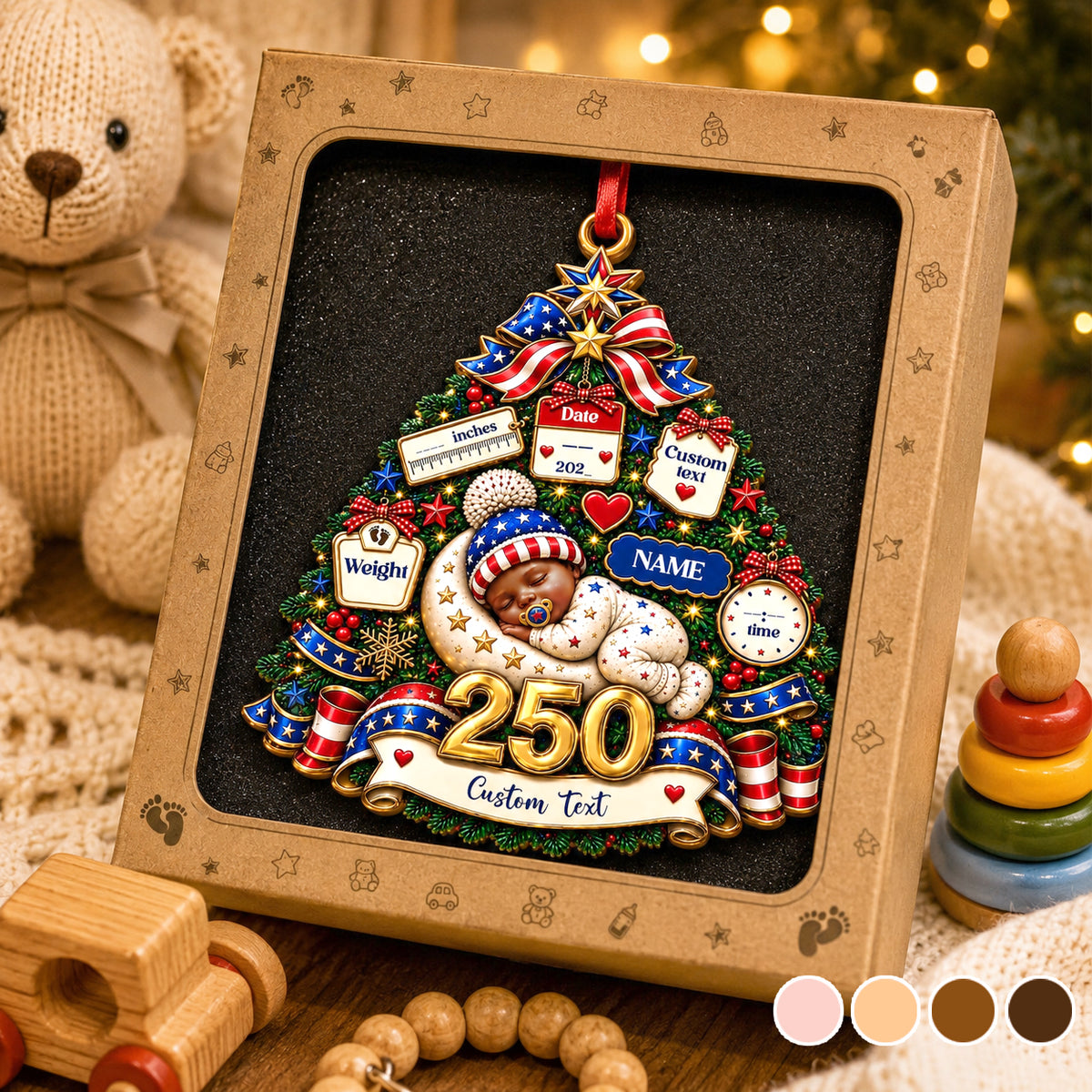 Baby's 1st Christmas America 250th Anniversary - Real 3D Raised Ornament