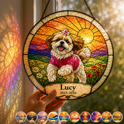 Personalized Rainbow Stained Glass Pet Memorial Suncatcher