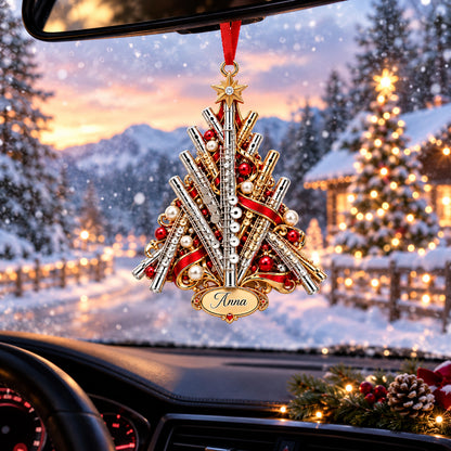Personalized Flute Christmas Ornament, Custom Name Flutist Tree Decor