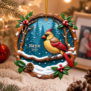 Cardinals Dad Mom Sympathy Gift, Remembrance Gift Personalized Memorial Gifts - Real 3D Raised Ornament