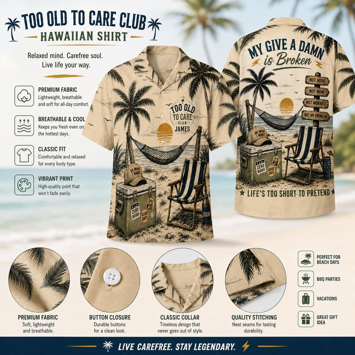 Not My Problem - Personalized Hawaiian Shirt