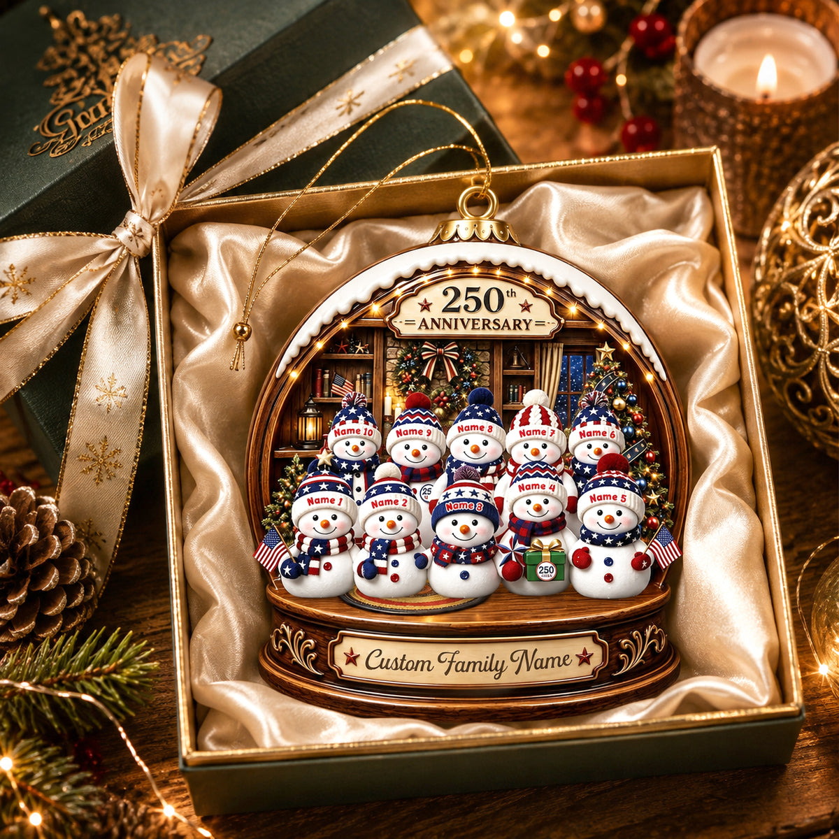 Snowman Family 2026 - My Family Christmas - Real 3D Ceramic Ornament