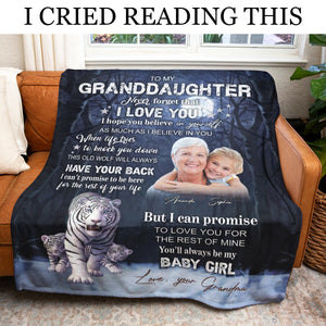 Gift For Granddaughter Blanket, Grandma To My Granddaughter Never Forget That I Love You Fleece Blanket