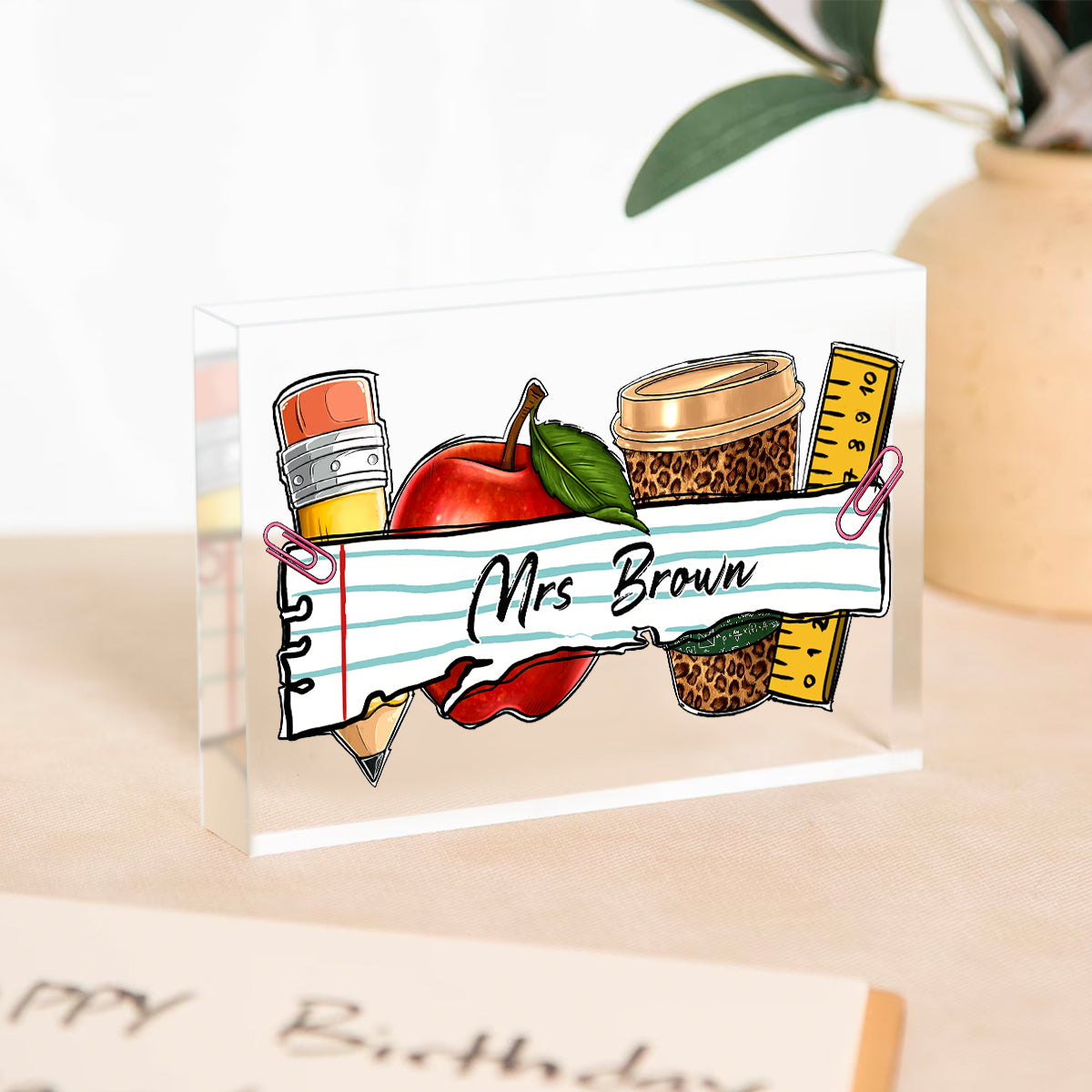 Personalized Teacher Desk Name Plate, Teacher Gift, Custom Teacher Desk Name Acrylic Plaque, Teacher Appreciation Gift