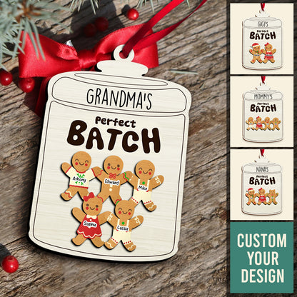 Grandma's Perfect Batch - Personalized Layered Wooden Ornament - Christmas Gift For Grandma