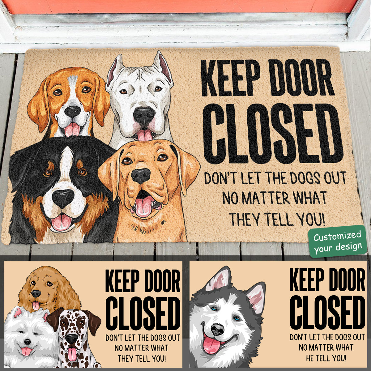 Keep Door Closed, Custom Photo Doormat, Gift For Pet Lovers