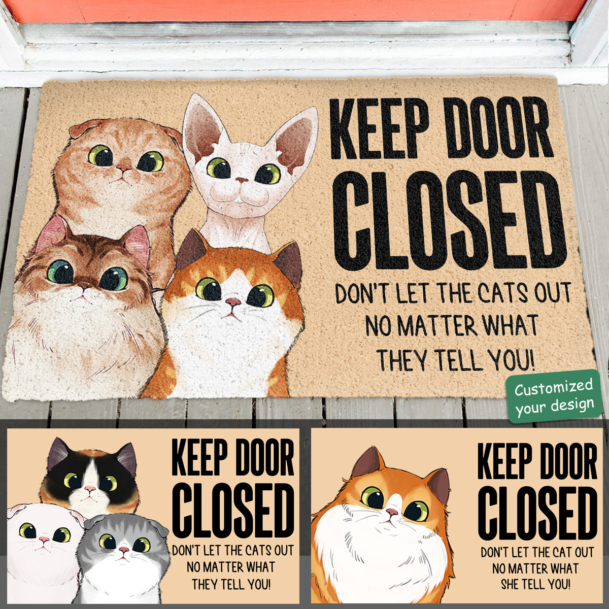 Keep Door Closed Cat - Personalized Doormat - Funny Gift For Cat Lovers