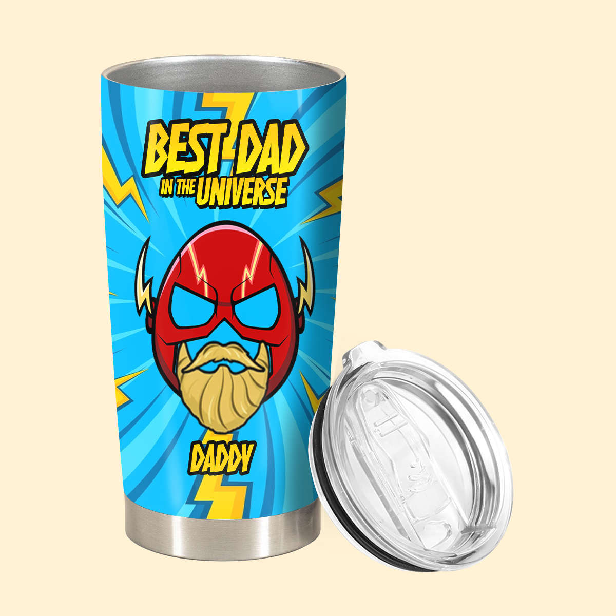 Personalized Tumbler For Dad - Superhero Best Dad In The Universe - Unique Personalized Gifts For Father's Day Birthday Anniversary