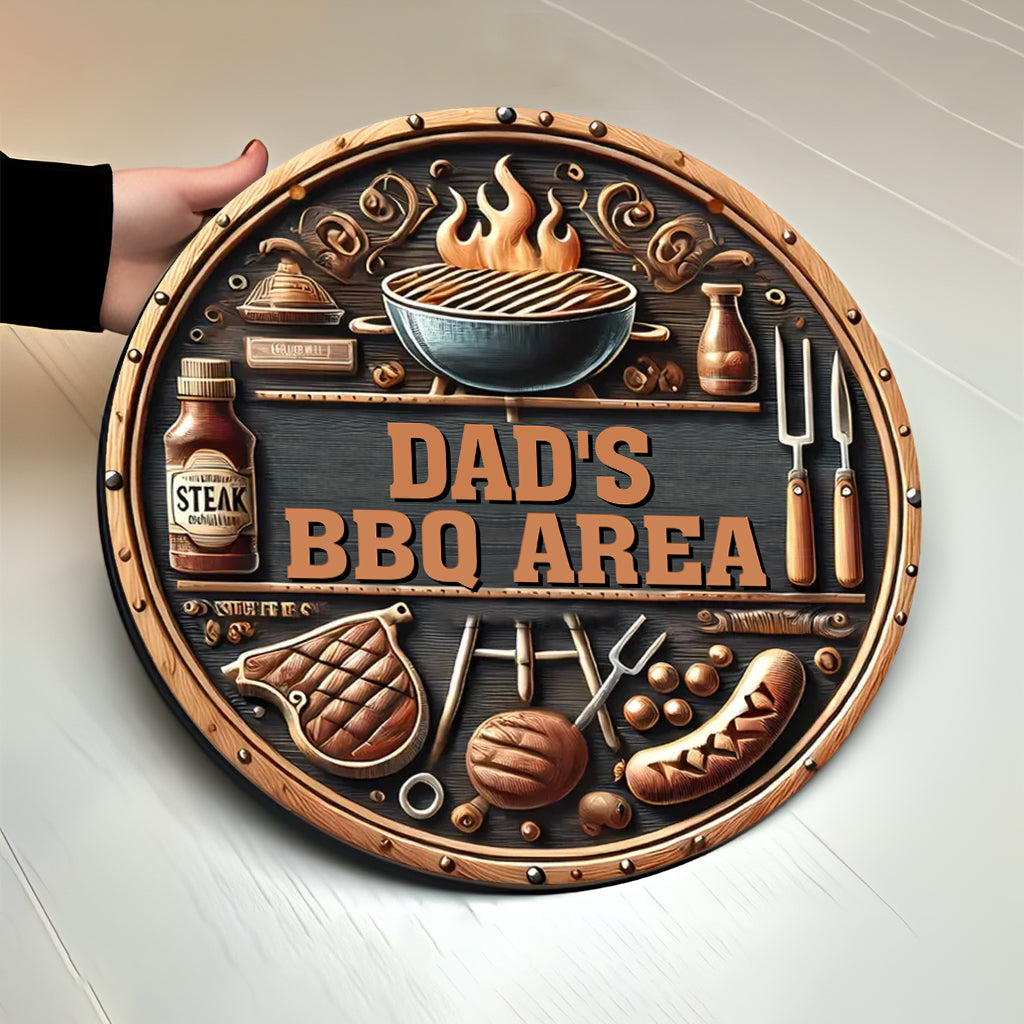 Dad's BBQ Area - Personalized Wooden Sign For Dad Grandpa