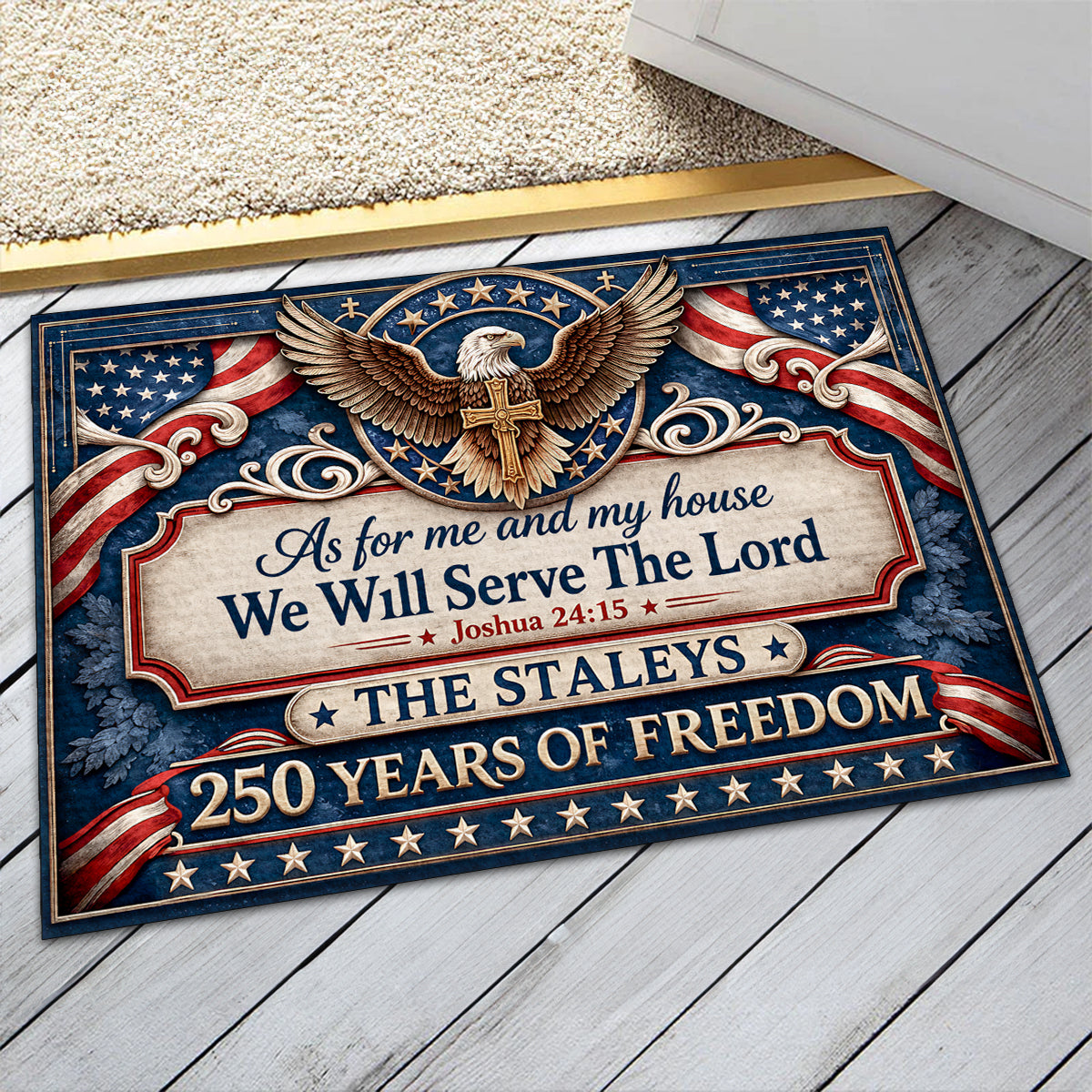 As For Me And My House We Will Serve The Lord - Personalized Doormat