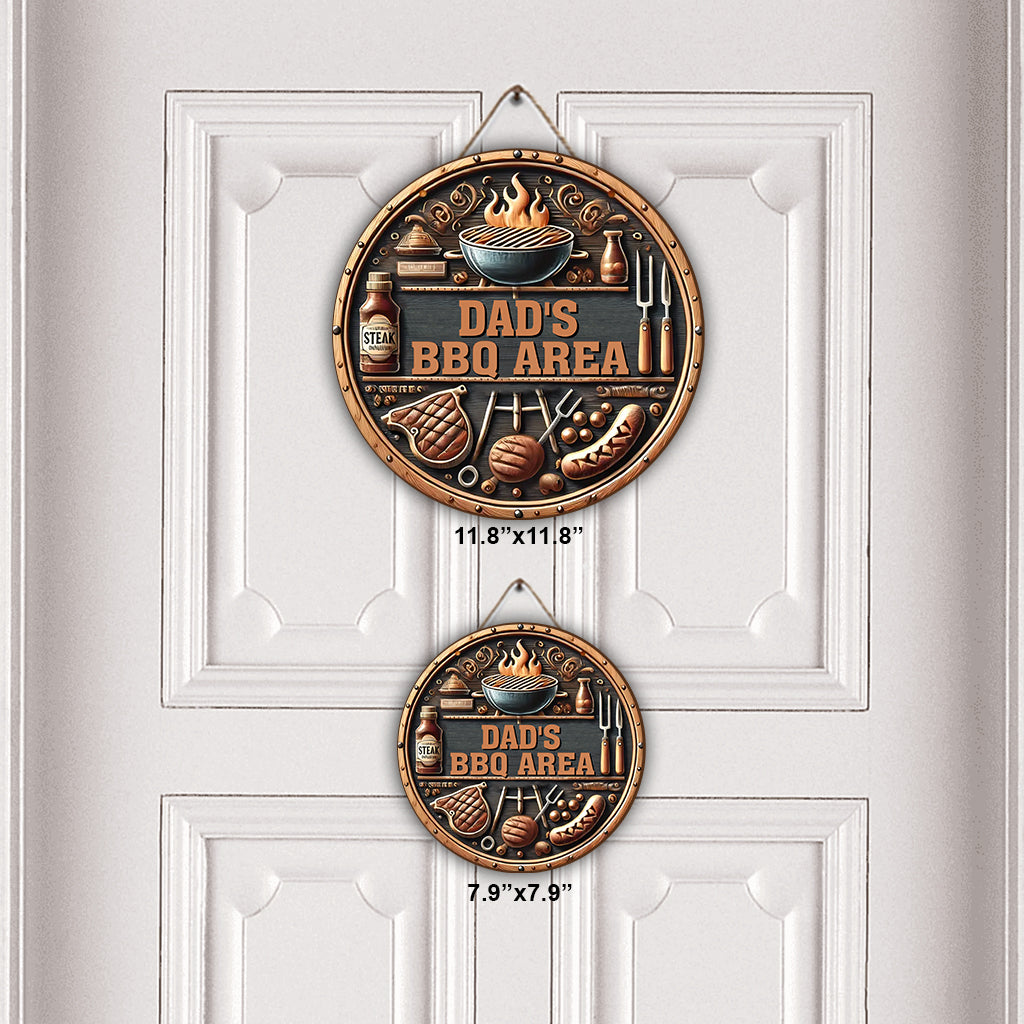 Dad's BBQ Area - Personalized Wooden Sign For Dad Grandpa