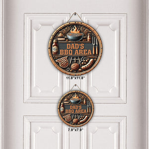 Dad's BBQ Area - Personalized Wooden Sign For Dad Grandpa