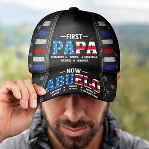 America First Dad Now Grandpa Kid Names - Personalized Classic Cap