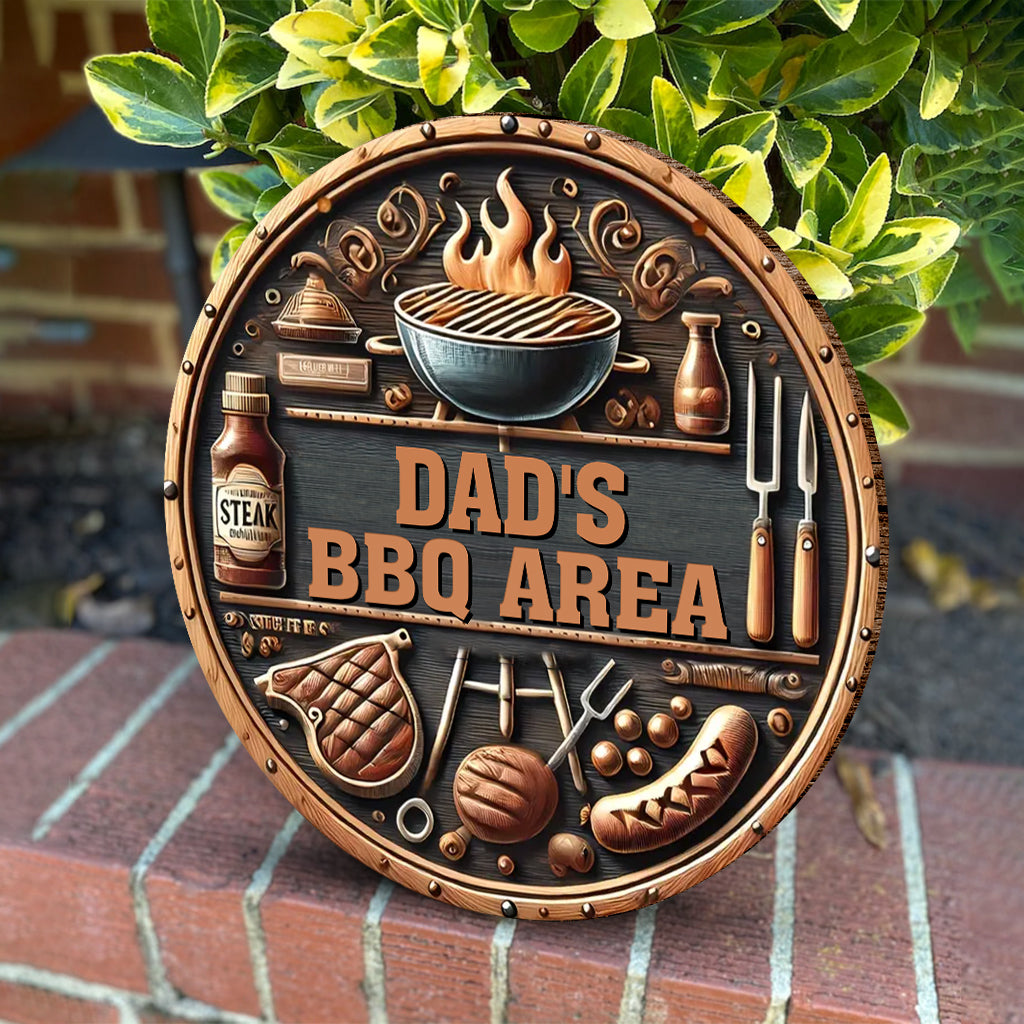 Dad's BBQ Area - Personalized Wooden Sign For Dad Grandpa