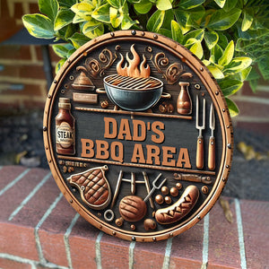 Dad's BBQ Area - Personalized Wooden Sign For Dad Grandpa