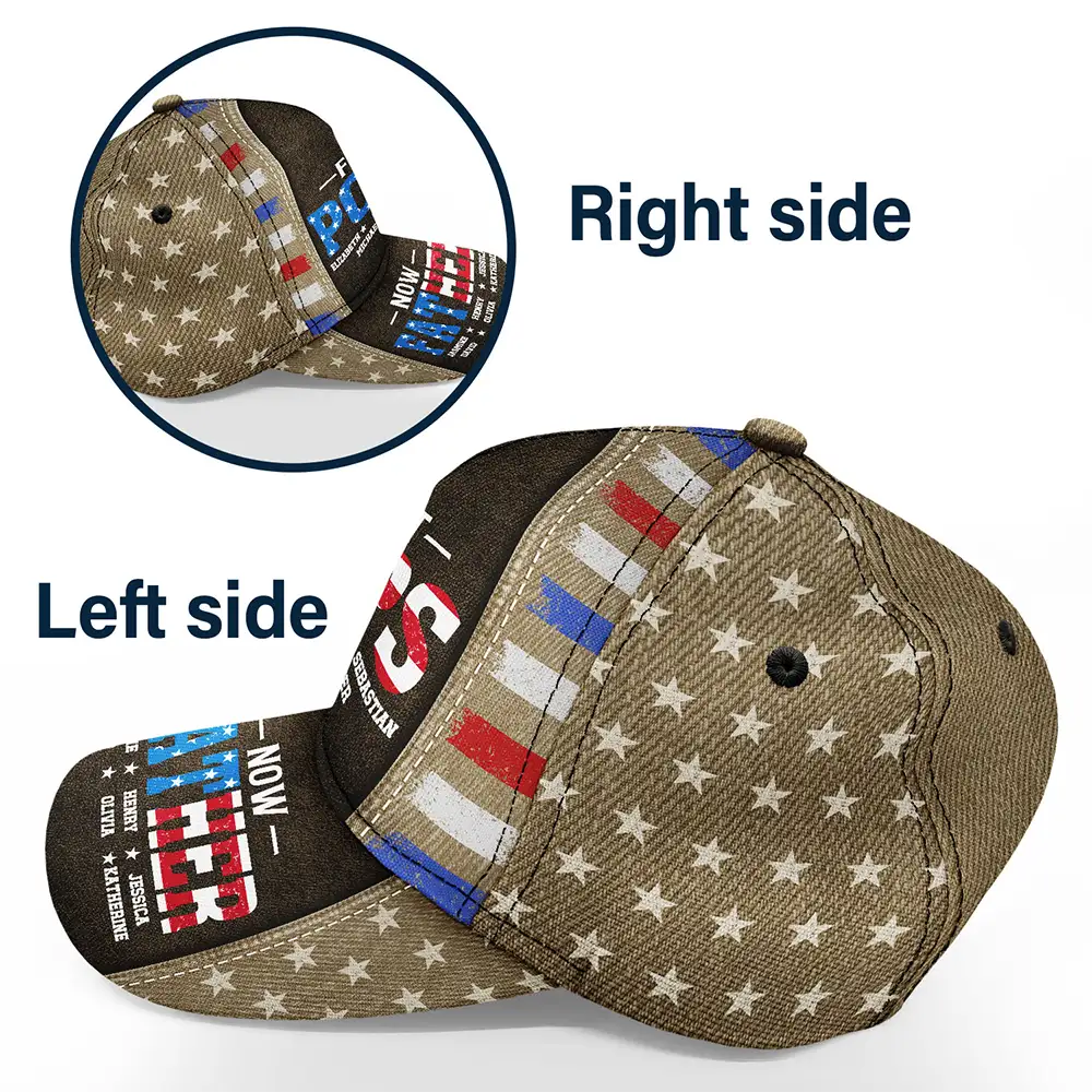 America First Dad Now Grandpa Kid Names - Personalized Classic Cap