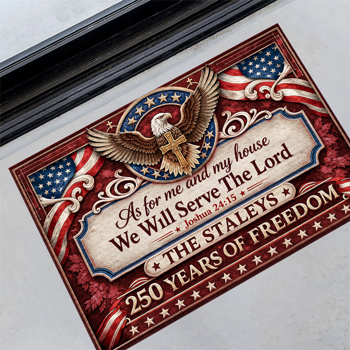 As For Me And My House We Will Serve The Lord - Personalized Doormat