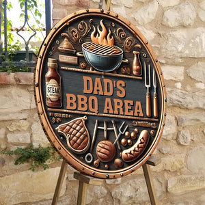 Dad's BBQ Area - Personalized Wooden Sign For Dad Grandpa