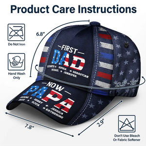 America First Dad Now Grandpa Kid Names - Personalized Classic Cap