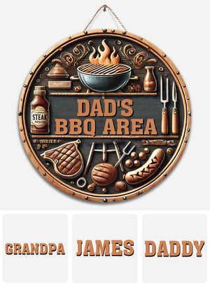 Dad's BBQ Area - Personalized Wooden Sign For Dad Grandpa