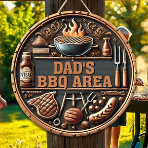 Dad's BBQ Area - Personalized Wooden Sign For Dad Grandpa