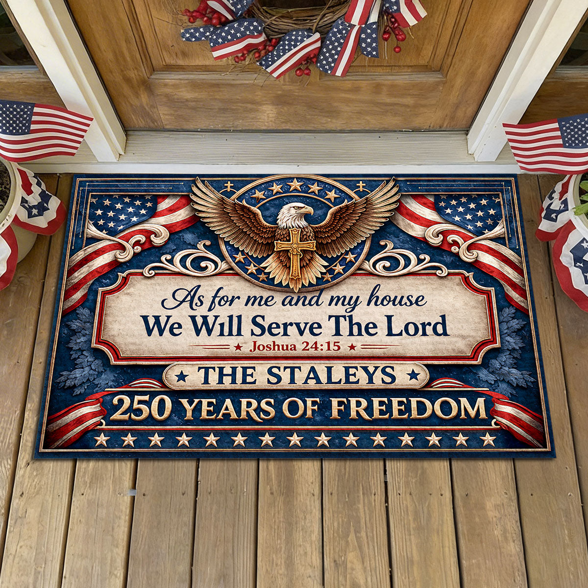 As For Me And My House We Will Serve The Lord - Personalized Doormat