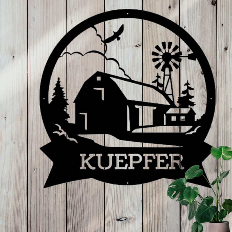 Barn Scene Monogram Metal Sign Barn Outdoor Monogram | Metal Barn Sign | Farm Decor | Farmer Gift Lakeshore Metal Decor