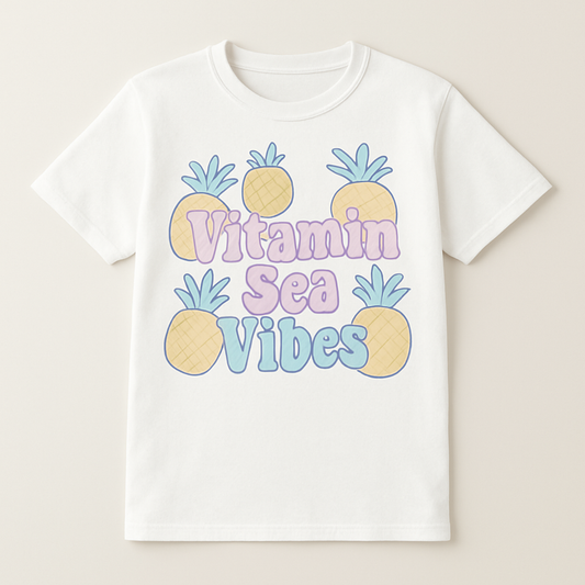 Vitamin Sea Vibes T-Shirt – Cute Pineapple Pastel Graphic Tee for Beach Babes, Summer Vacation, Coastal Aesthetic Shirt Beach%20Babe%20prompt%20%2310%20studio%20mockup.png