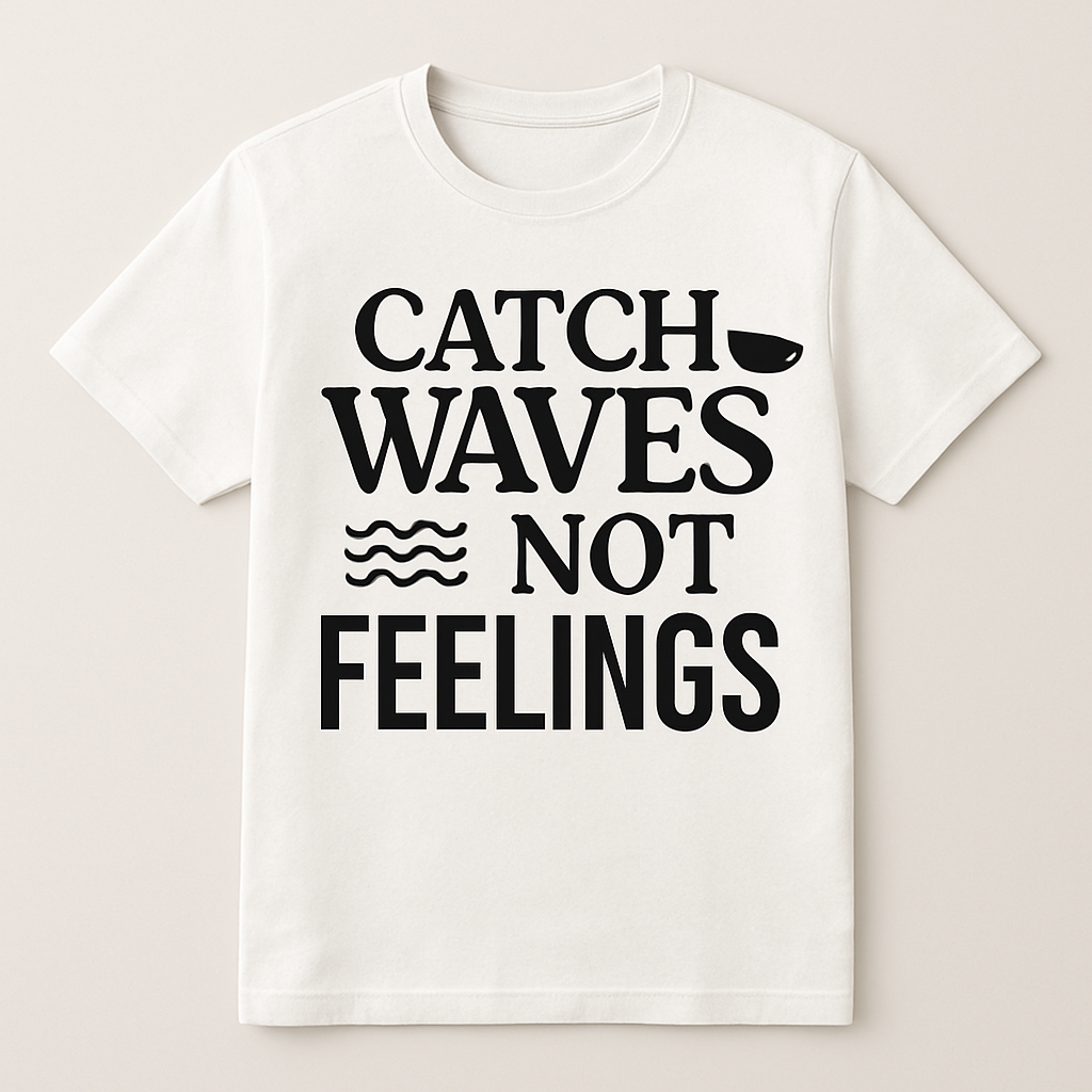 Catch Waves Not Feelings T-Shirt – Cute Beach Babe Graphic Tee for Surfers, Summer Vibes Coastal Vacation Shirt Beach%20Babe%20prompt%20%2311%20studio%20mockup.png