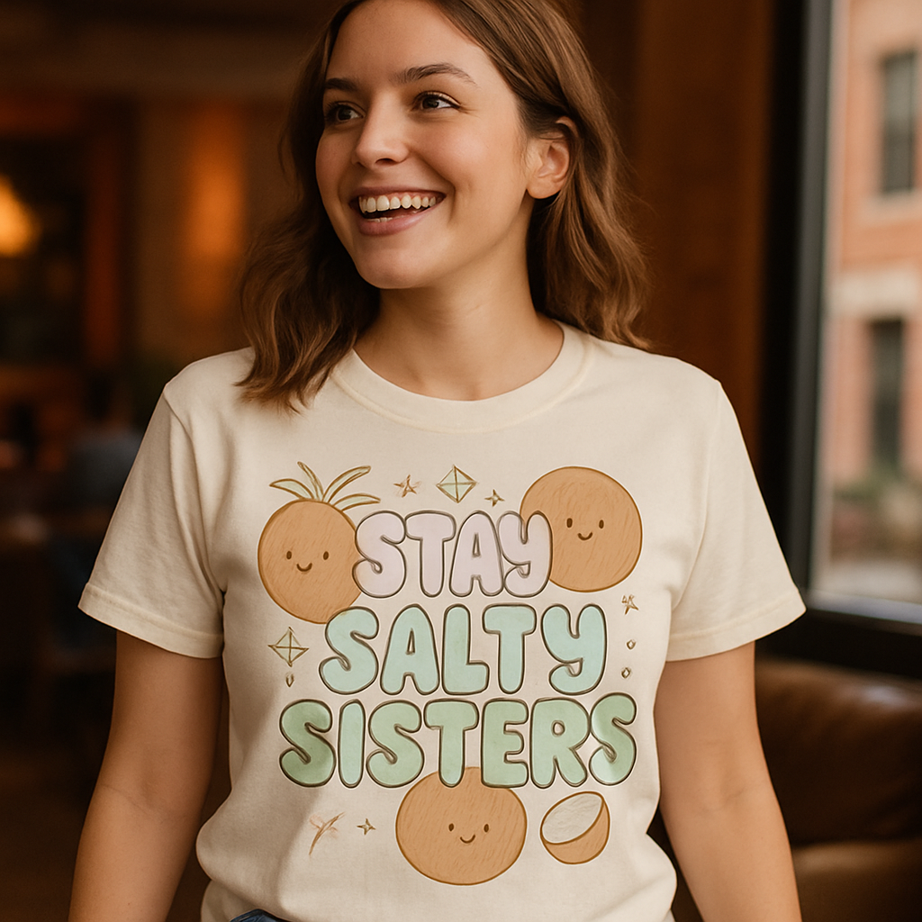 Stay Salty Sisters Beach Babe T-Shirt – Cute Pastel Coconut Graphic, Fun Summer Sister Tee, Coastal Vacation Shirt for Best Friends Beach%20Babe%20prompt%20%2316%20lifestyle%20mockup.png