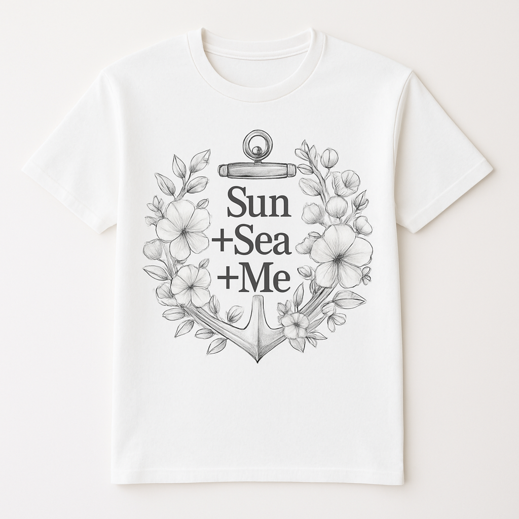 Sun Sea Me Beach Babe T-Shirt – Floral Anchor Nautical Summer Tee, Cute Coastal Vacation Shirt for Women, Ocean Lover Gift Beach%20Babe%20prompt%20%2317%20studio%20mockup.png