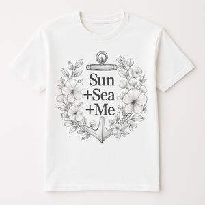 Sun Sea Me Beach Babe T-Shirt – Floral Anchor Nautical Summer Tee, Cute Coastal Vacation Shirt for Women, Ocean Lover Gift Beach%20Babe%20prompt%20%2317%20studio%20mockup.png