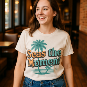 Seas the Moment Beach Babe T-Shirt – Palm Tree Graphic, Retro Summer Vibes, Ocean Lover Cute Coastal Tee Beach%20Babe%20prompt%20%2319%20lifestyle%20mockup.png