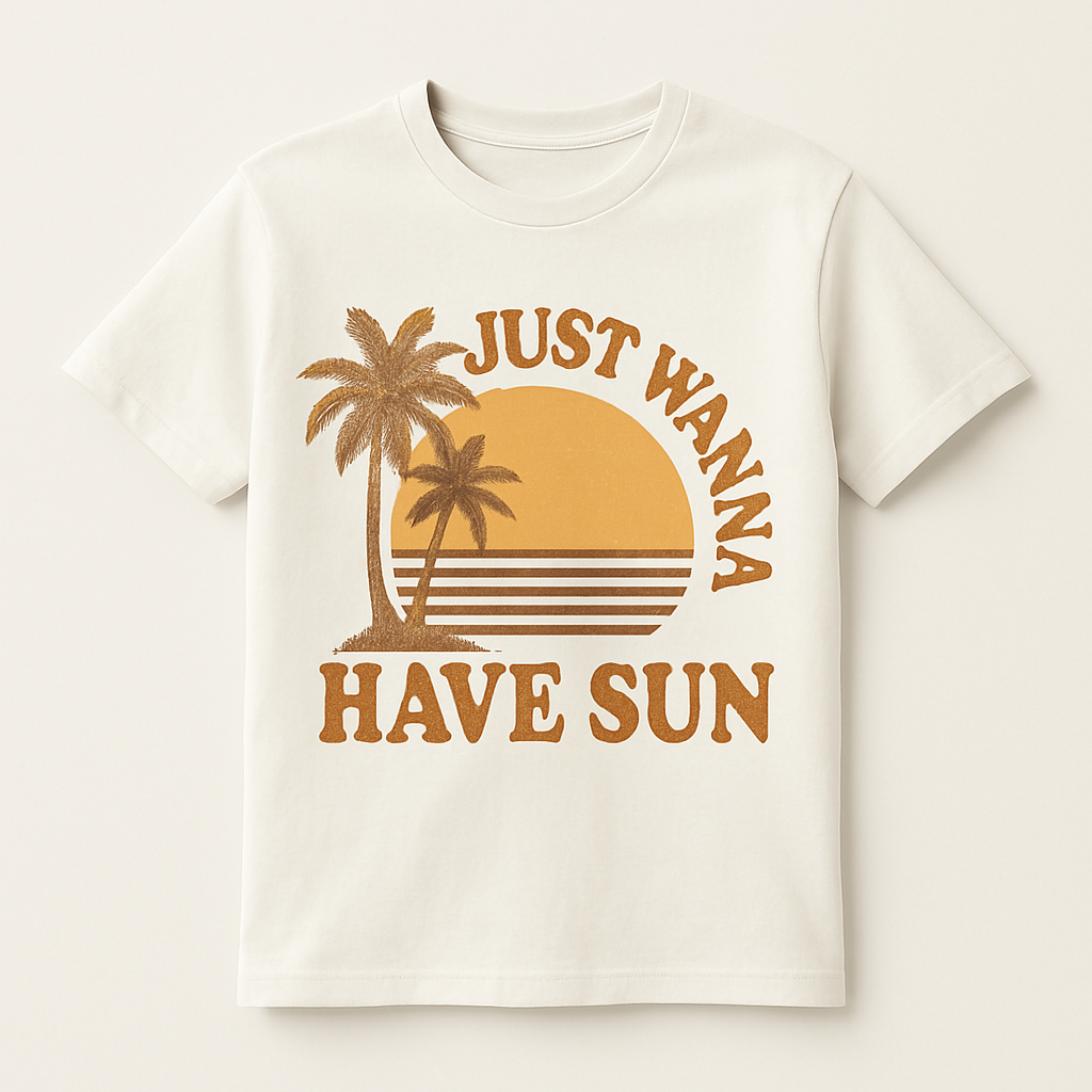 Just Wanna Have Sun Retro Beach T-Shirt – Palm Tree Summer Vibes Tee for Beach Babes, Vacation, Sun Lovers Beach%20Babe%20prompt%20%2321%20studio%20mockup.png