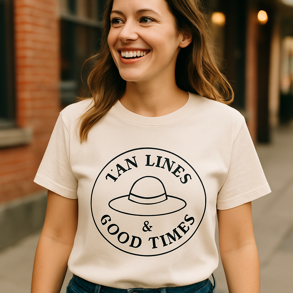 Tan Lines & Good Times Beach Babe T-Shirt – Cute Sun Hat Graphic, Summer Vibes Shirt, Trendy Vacation Top for Women Beach%20Babe%20prompt%20%2322%20lifestyle%20mockup.png