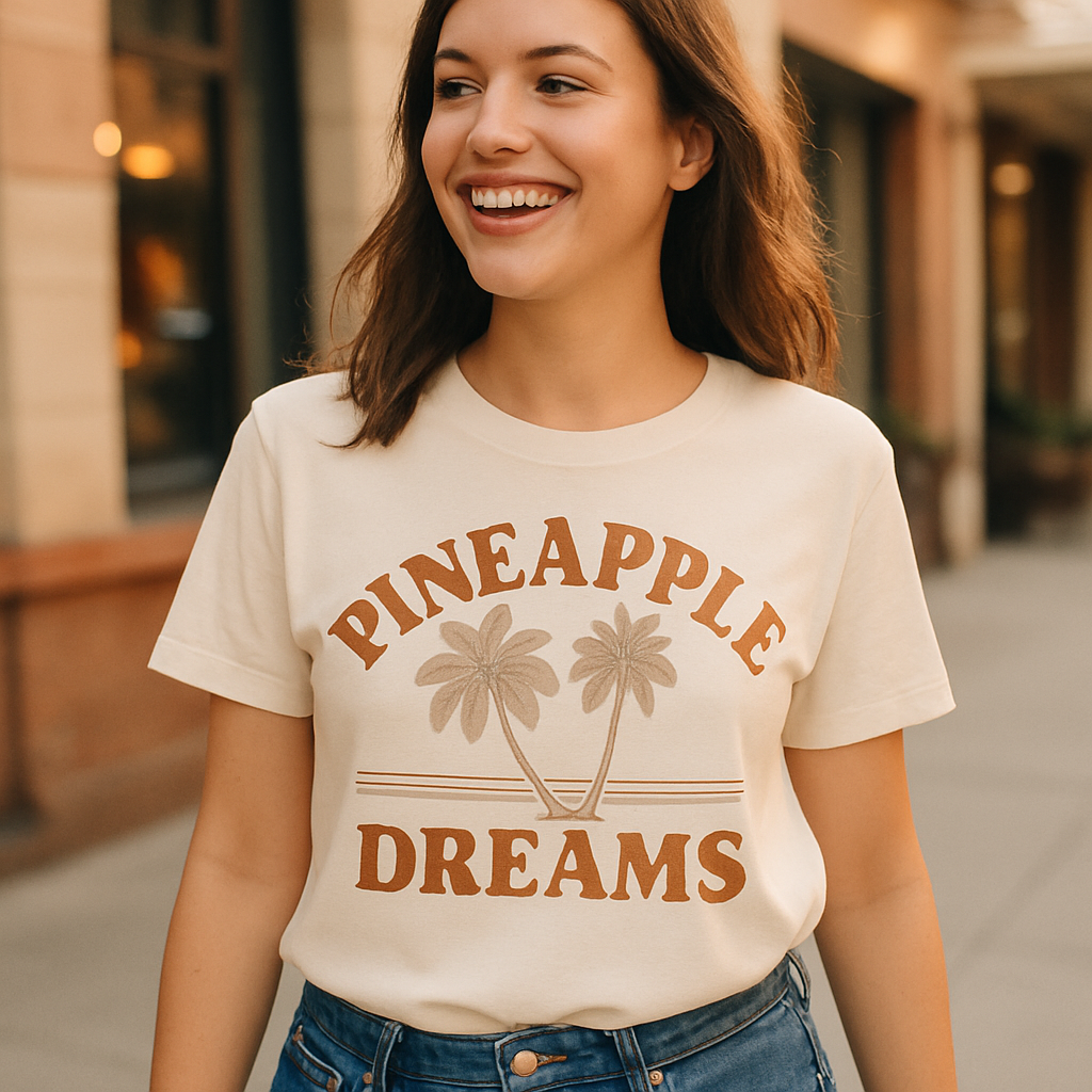 Pineapple Dreams Beach Babe T-Shirt – Retro Palm Tree Sunset Graphic, Summer Vacation Coastal Vibes Tee for Women Beach%20Babe%20prompt%20%2325%20lifestyle%20mockup.png