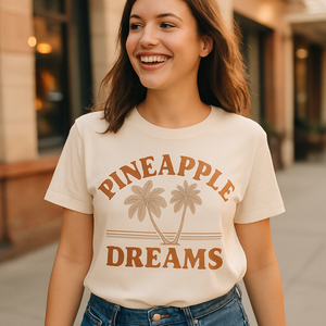 Pineapple Dreams Beach Babe T-Shirt – Retro Palm Tree Sunset Graphic, Summer Vacation Coastal Vibes Tee for Women Beach%20Babe%20prompt%20%2325%20lifestyle%20mockup.png