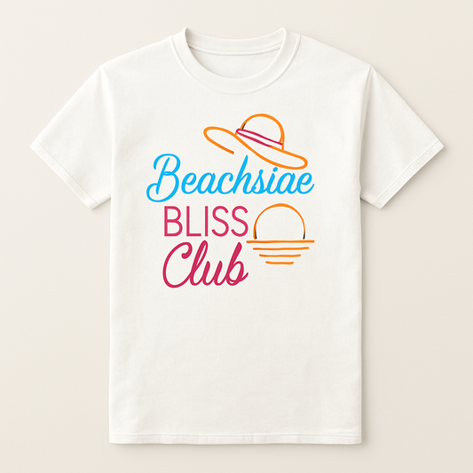 Beachside Bliss Club Neon T-Shirt – Trendy Beach Babe Summer Tee, Retro Sun Hat & Sunset Graphic, Vibrant Vacation Vibes Shirt Beach%20Babe%20prompt%20%2328%20studio%20mockup.png