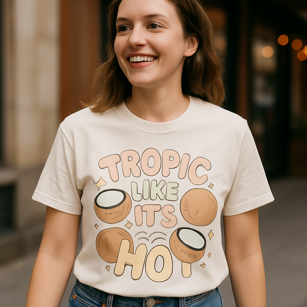 Tropic Like It's Hot Cute Coconut Beach Babe T-Shirt – Fun Summer Vacation Graphic Tee for Beach Lovers Beach%20Babe%20prompt%20%232%20lifestyle%20mockup.png