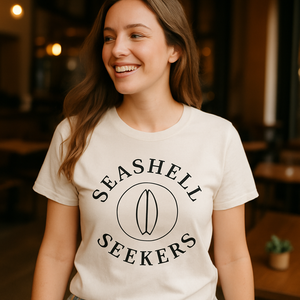 Seashell Seekers Beach Babe T-Shirt – Surfboard Graphic, Coastal Vibes, Cute Summer Beach Shirt for Ocean Lovers Beach%20Babe%20prompt%20%2338%20lifestyle%20mockup.png